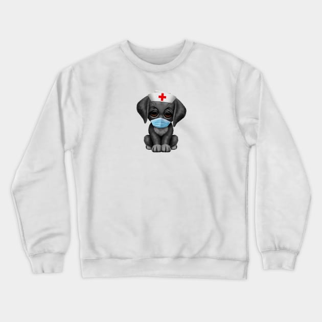 Cute Black Puppy Nurse Crewneck Sweatshirt by jeffbartels